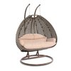 Leisuremod Beige Wicker Hanging 2 person Egg Swing Chair with Beige Cushions ESC57BG